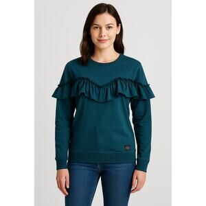 U.S. Polo Assn Teal Ruffle Sweatshirt XL NWT
